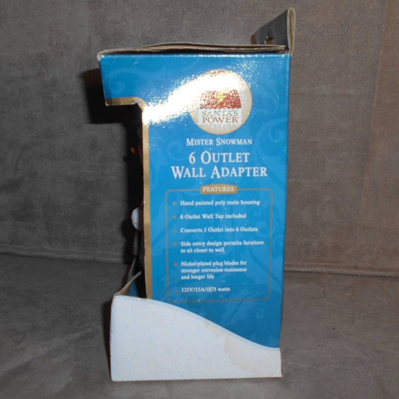 Santa's Power Mister Mr. Snowman Decorative 6 Outlet Wall Adapter NIB - Picture 7 of 9